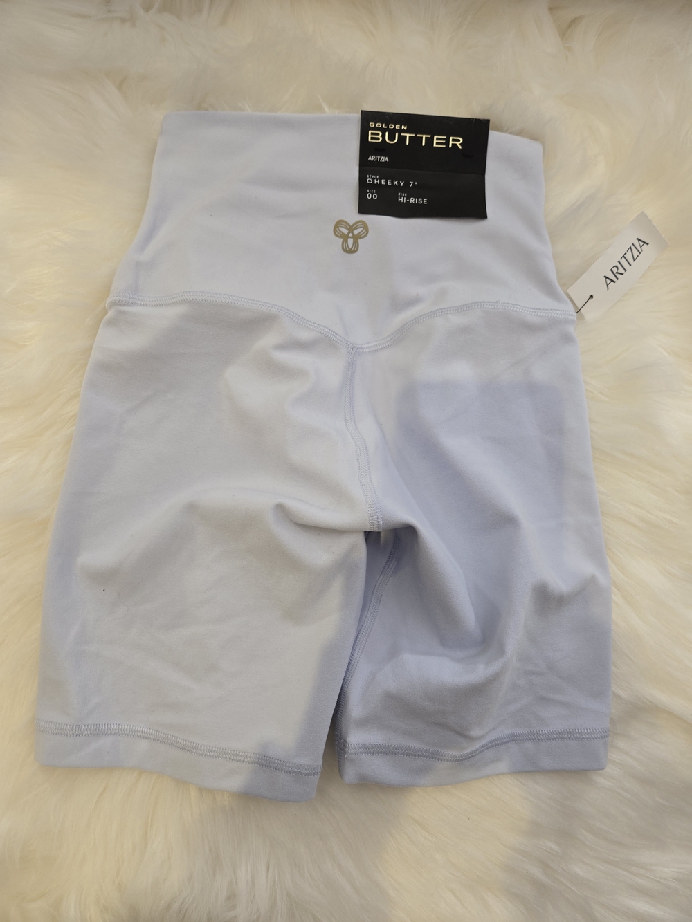 Aritzia Golden Butter Pale Blue High-Rise Bike Shorts